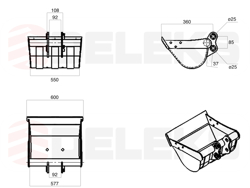 schaufel für minibagger m100 600