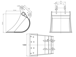 graafbak voor minigraafmachine dieplepel voor graafmachine bhb 1000