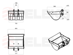graafbak voor minigraafmachine m100 800