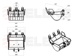 graafbak voor mini graafmachine 380